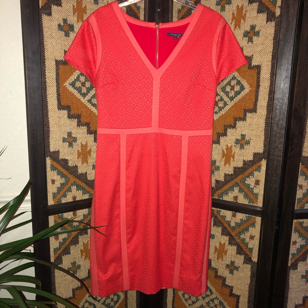 Rachel Roy dress lace orange pink fitted nwot